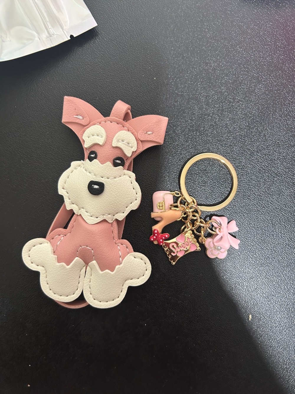 Pink Dog Key & Card Holder with Charm Keyring